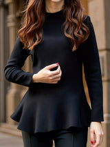 Ellie Peplum Sweater – Grey - Go - Dolly