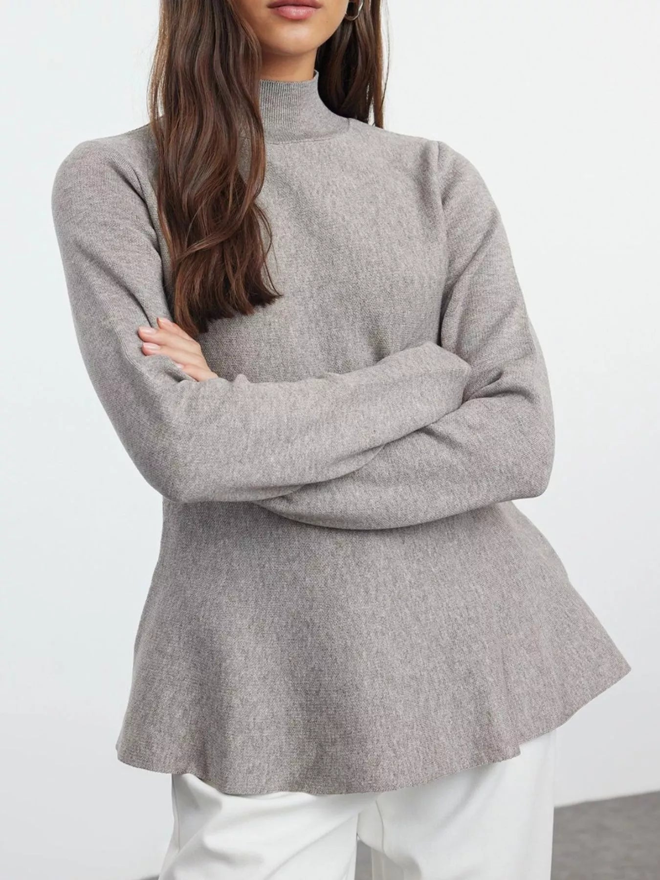 Ellie Peplum Sweater – Grey - Go - Dolly