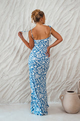 Ermes Maxi Slip Dress - Blue Print - Go-Dolly