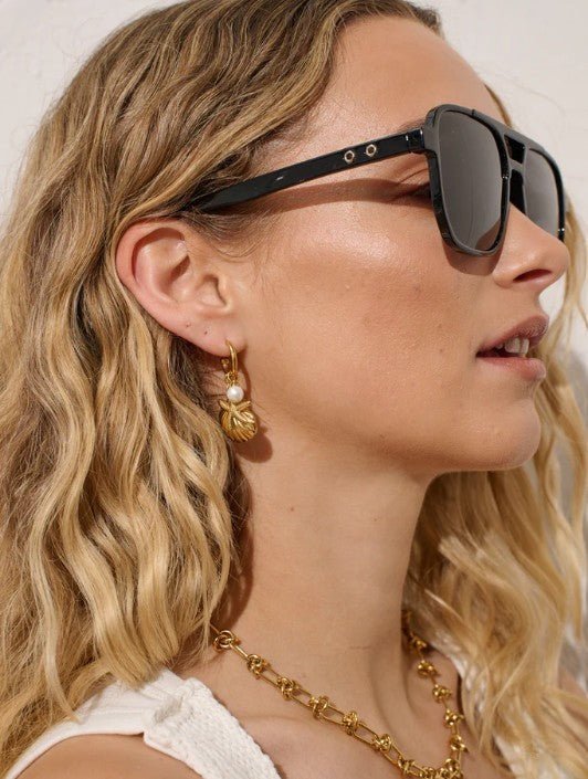 Eyelet Aviator Sunglasses - Black - Go - Dolly