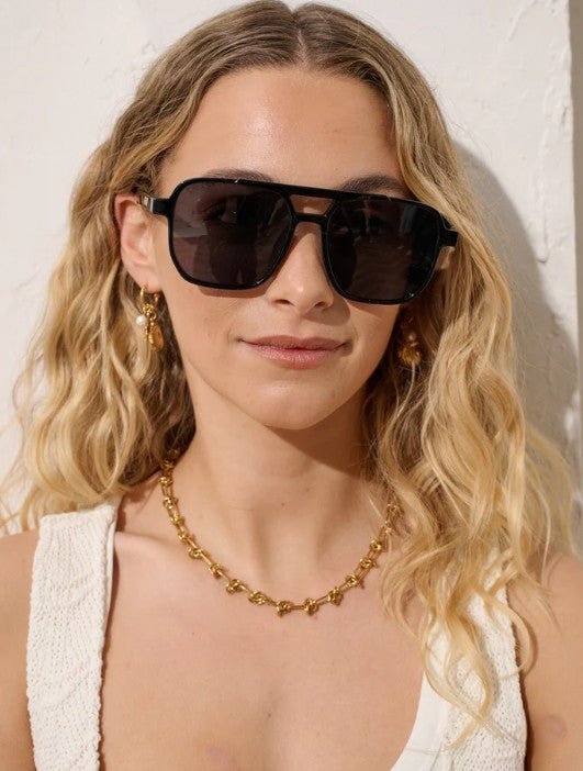 Eyelet Aviator Sunglasses - Black - Go - Dolly