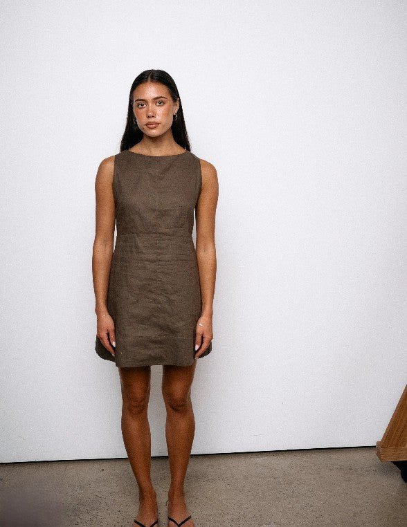 Finn Mini Dress - Brown - Go - Dolly