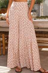 Floral Wide Leg Pants - Apricot - Go - Dolly