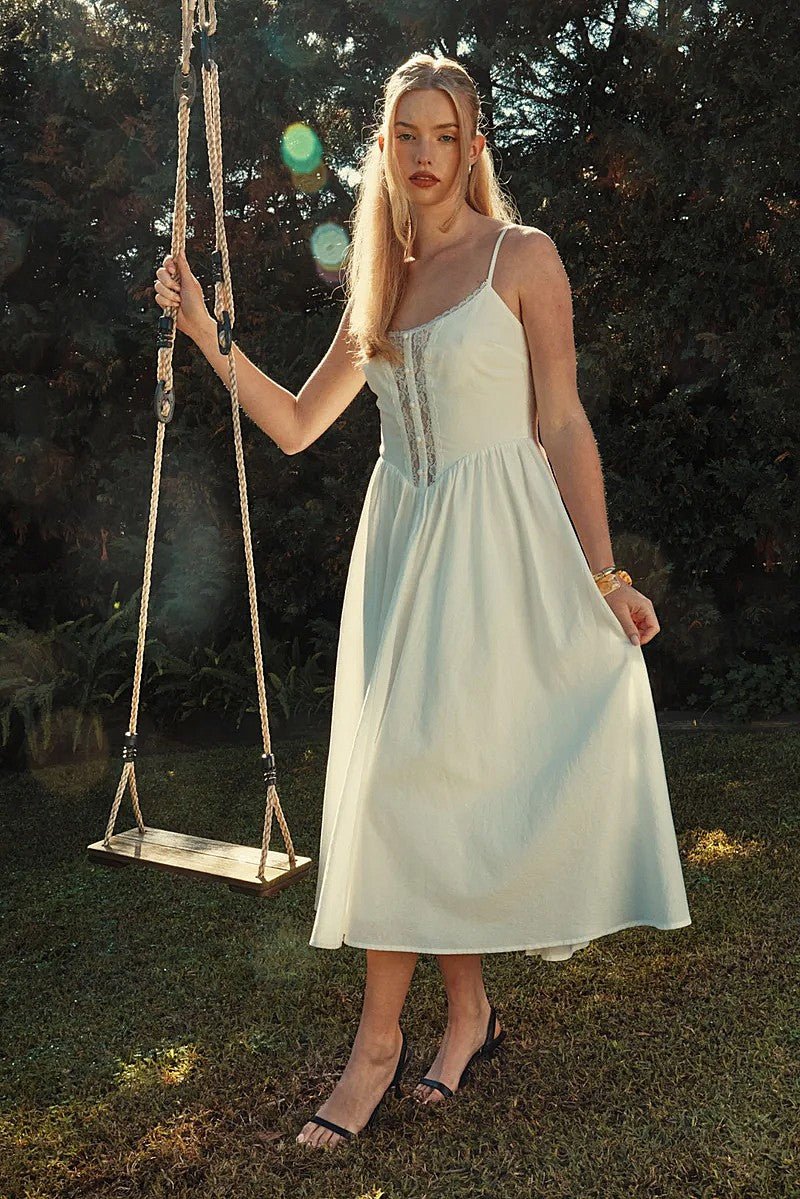 Freesia Midi Dress - White - Go - Dolly