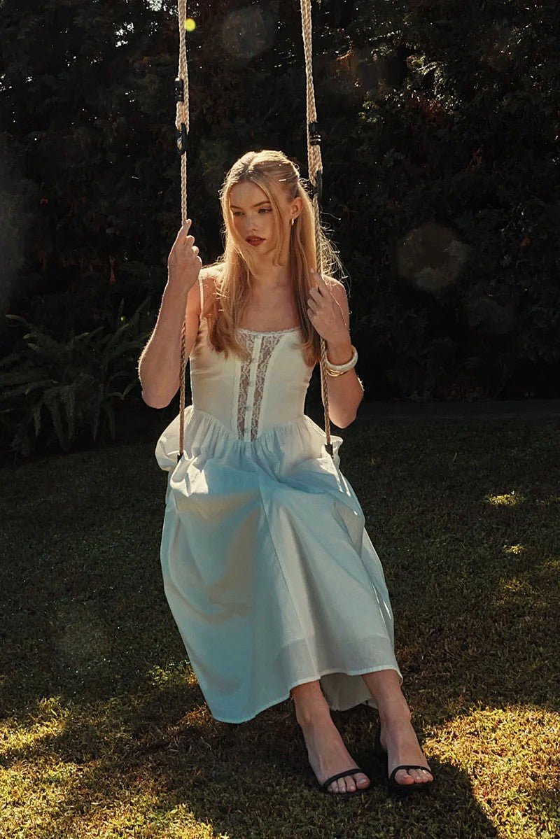 Freesia Midi Dress - White - Go - Dolly