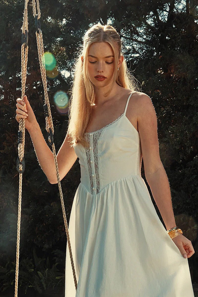 Freesia Midi Dress - White - Go - Dolly