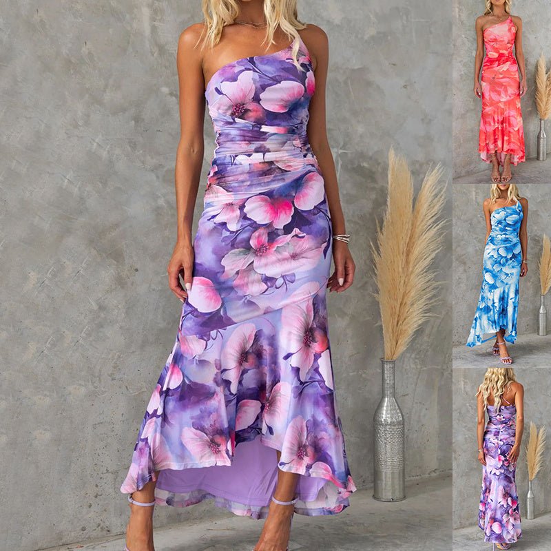 Genevieve Floral One Shoulder Maxi Dress - Go - Dolly