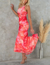 Genevieve Floral One Shoulder Maxi Dress - Go - Dolly