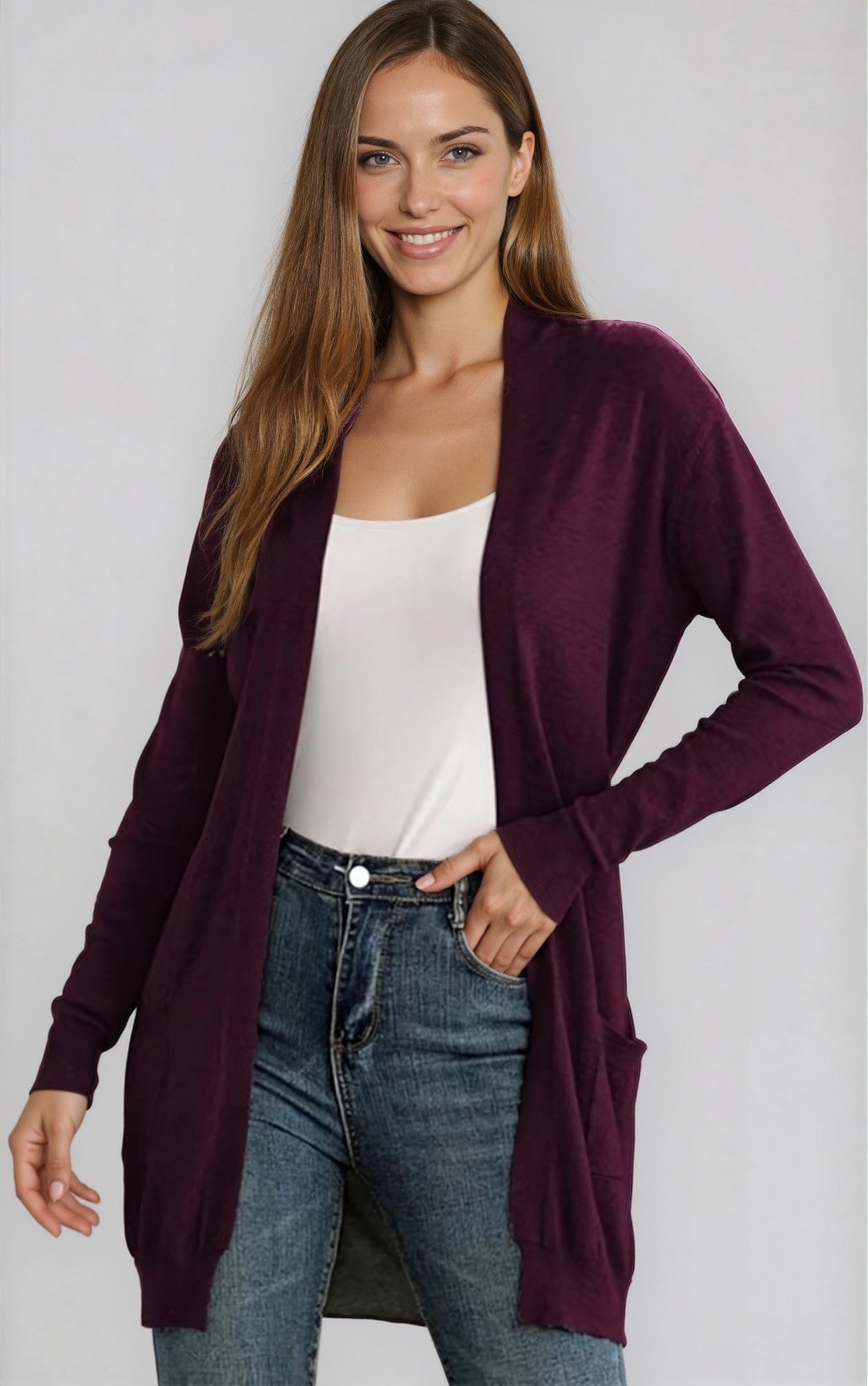 Georgia Long Sleeve Cardigan - Blue - Go - Dolly