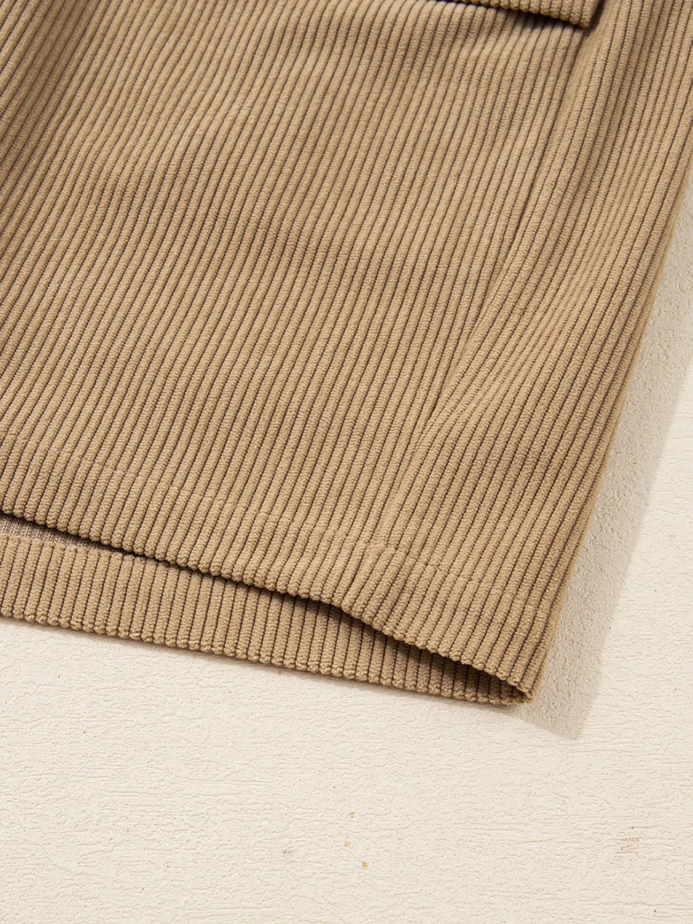 Close-up of hem and corduroy texture