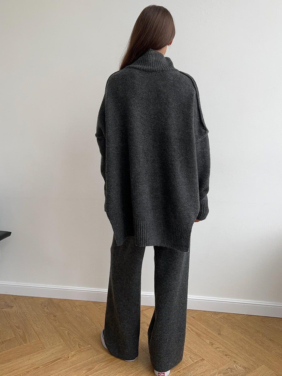 Back view of the Luna Loungewear Set in charcoal