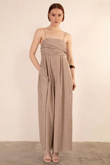 Haisley Striped Jumpsuit - Brown - Go - Dolly