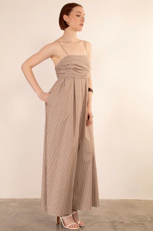 Haisley Striped Jumpsuit - Brown - Go - Dolly