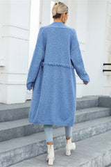 Harper Longline Fringe Cardigan - Light Blue - Go-Dolly