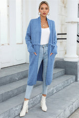 Harper Longline Fringe Cardigan - Light Blue - Go-Dolly