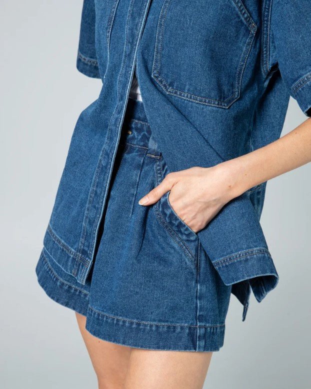 Hunter Denim Shorts- Indigo Denim - Go-Dolly