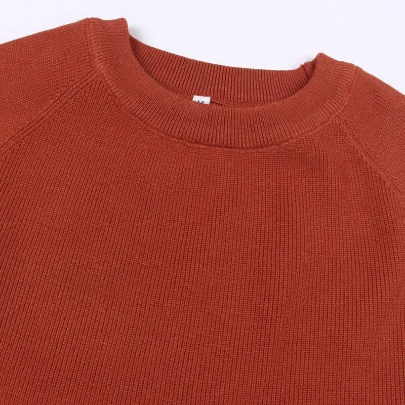 Flat lay of the In Your Time Two Piece Knit Set sweater in rust.