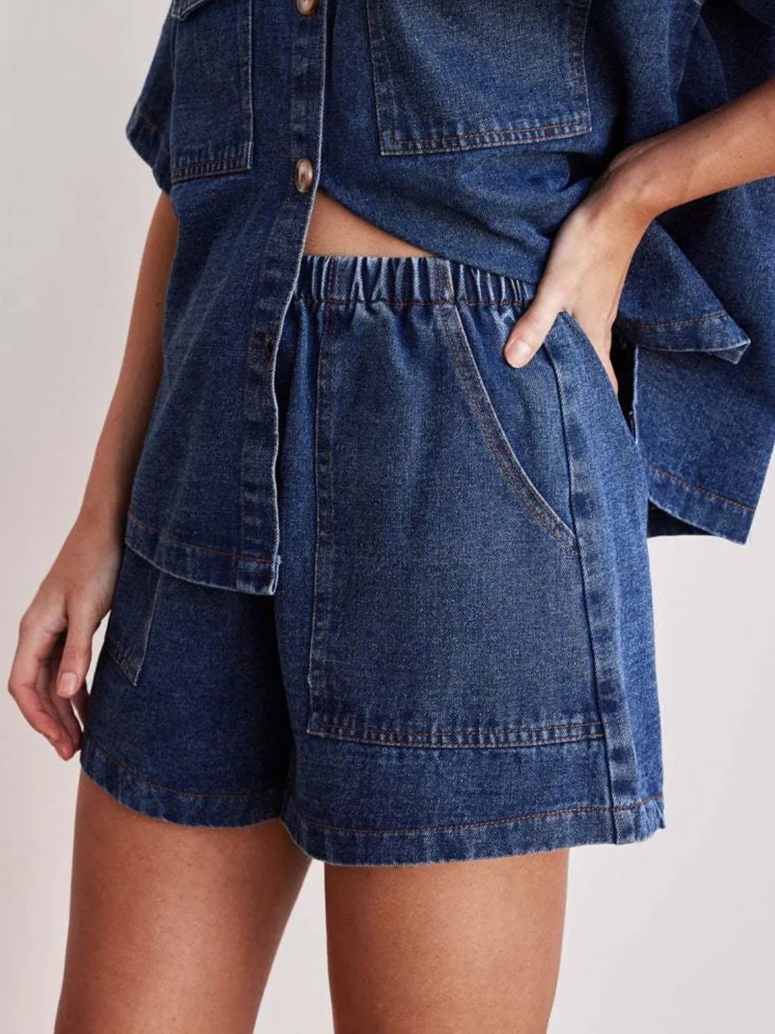 Indigo Denim Shorts - Blue - Go - Dolly