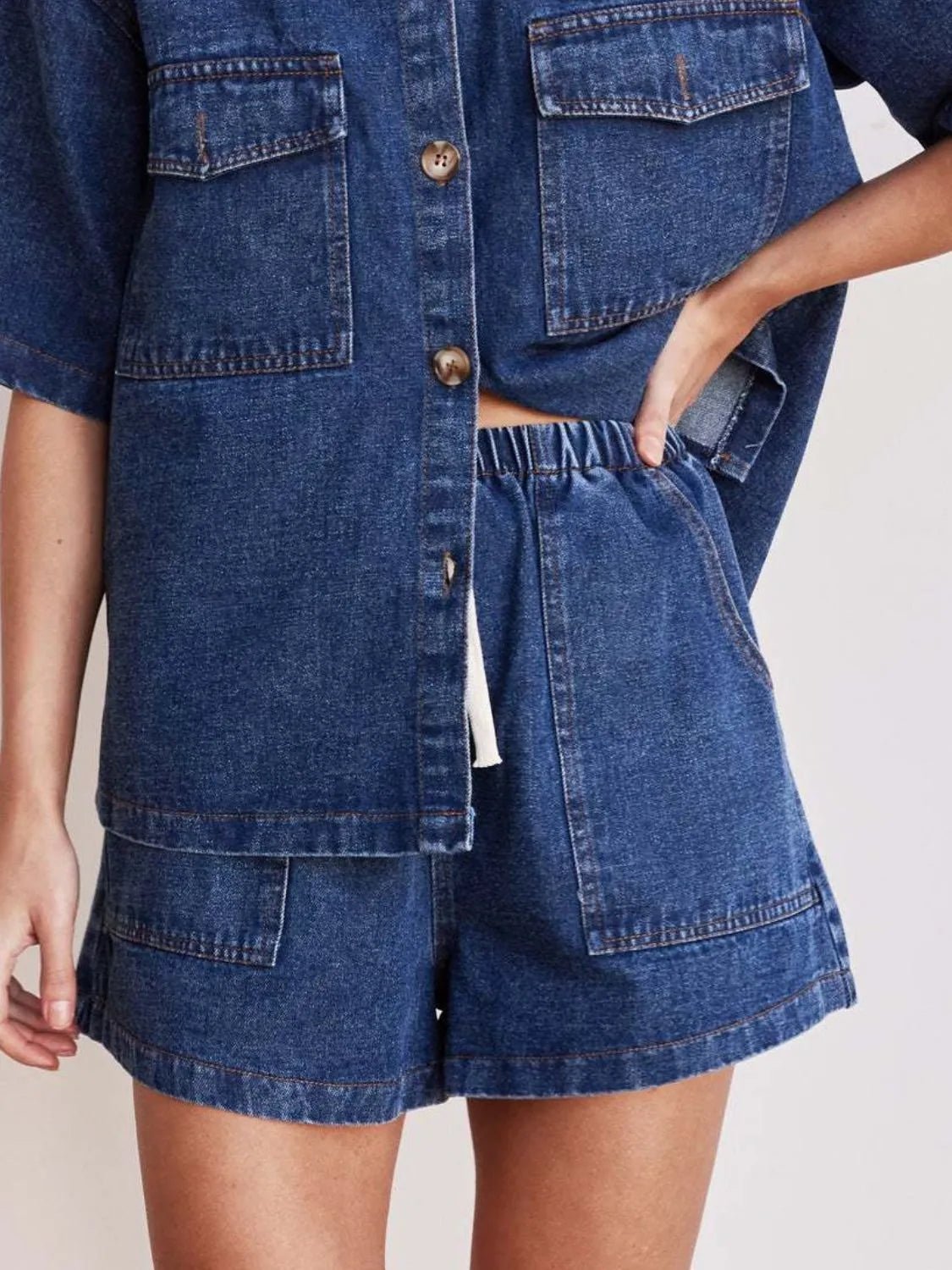 Indigo Denim Shorts - Blue - Go - Dolly