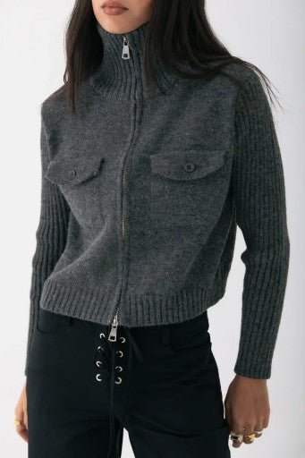 Ivy Neck Cardigan - Grey - Go - Dolly