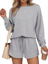 Kara Long Sleeve Top and Shorts Set - Turquoise - Go - Dolly