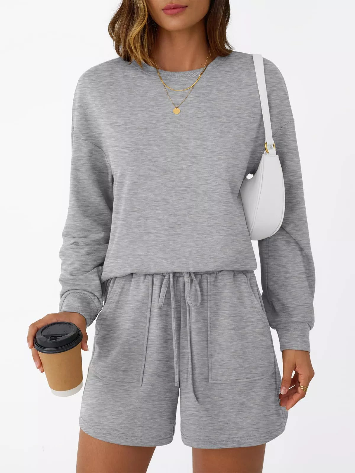 Kara Long Sleeve Top and Shorts Set - Turquoise - Go - Dolly