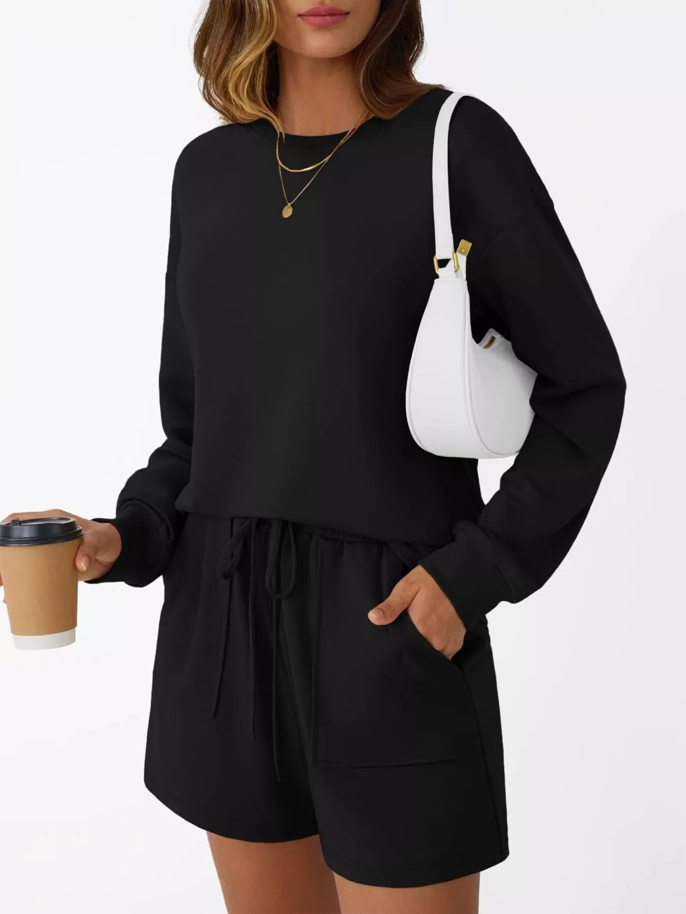 Kara Long Sleeve Top and Shorts Set - Turquoise - Go - Dolly