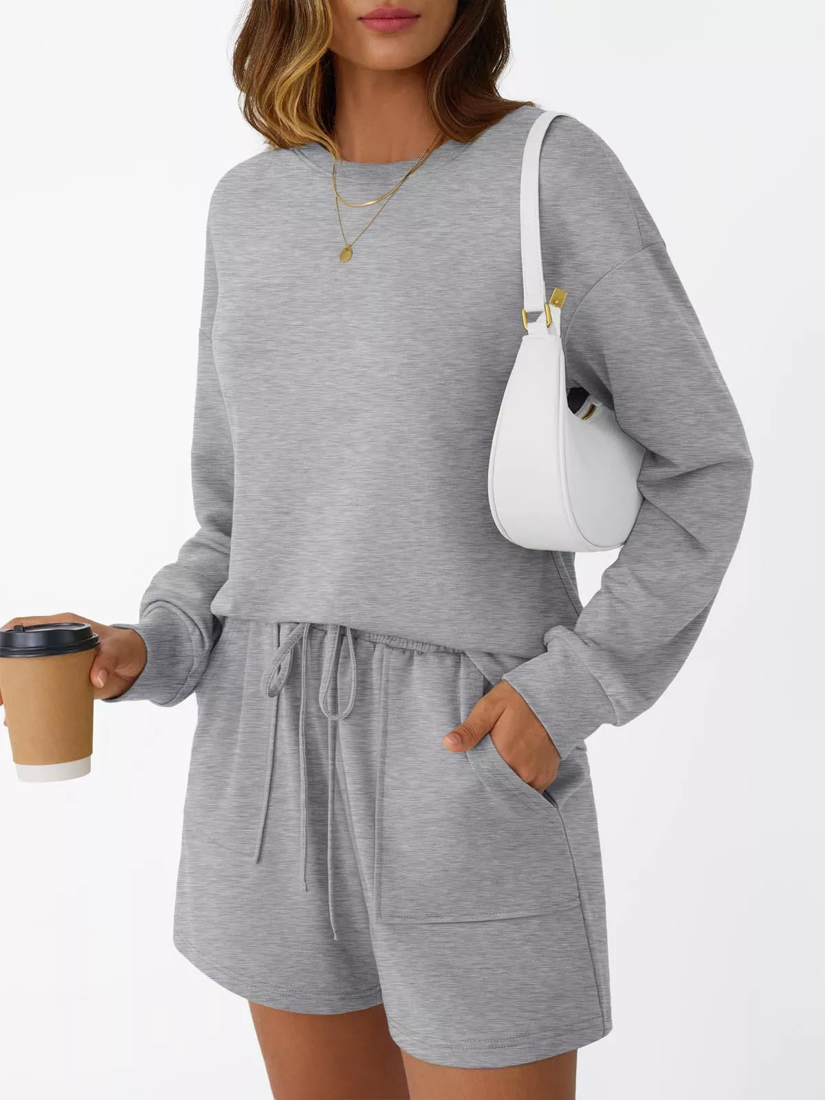 Kara Long Sleeve Top and Shorts Set - Turquoise - Go - Dolly