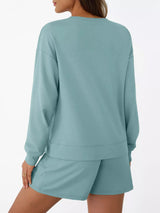Kara Long Sleeve Top and Shorts Set - Turquoise - Go - Dolly