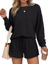 Kara Long Sleeve Top and Shorts Set - Turquoise - Go - Dolly