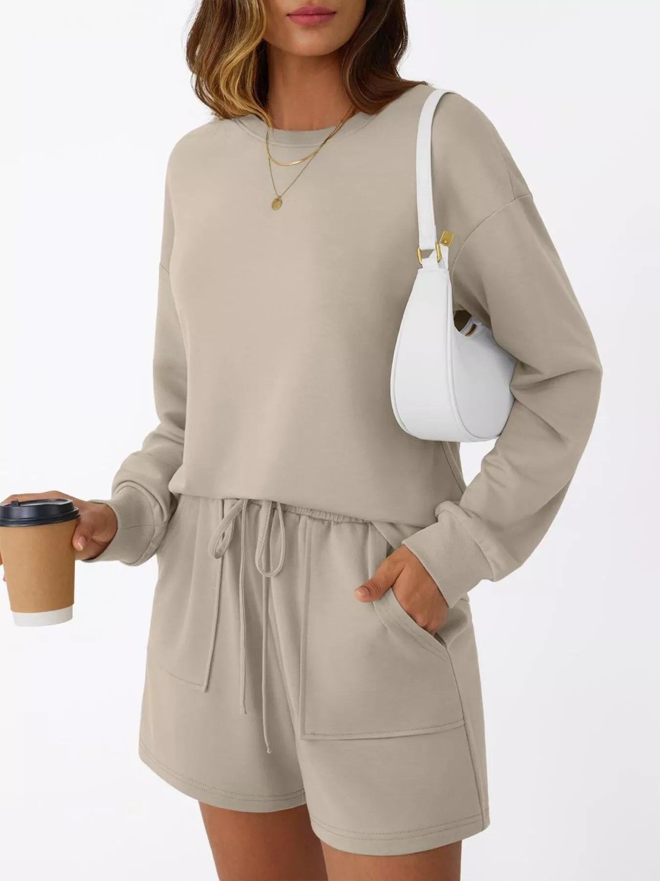 Kara Long Sleeve Top and Shorts Set - Turquoise - Go - Dolly