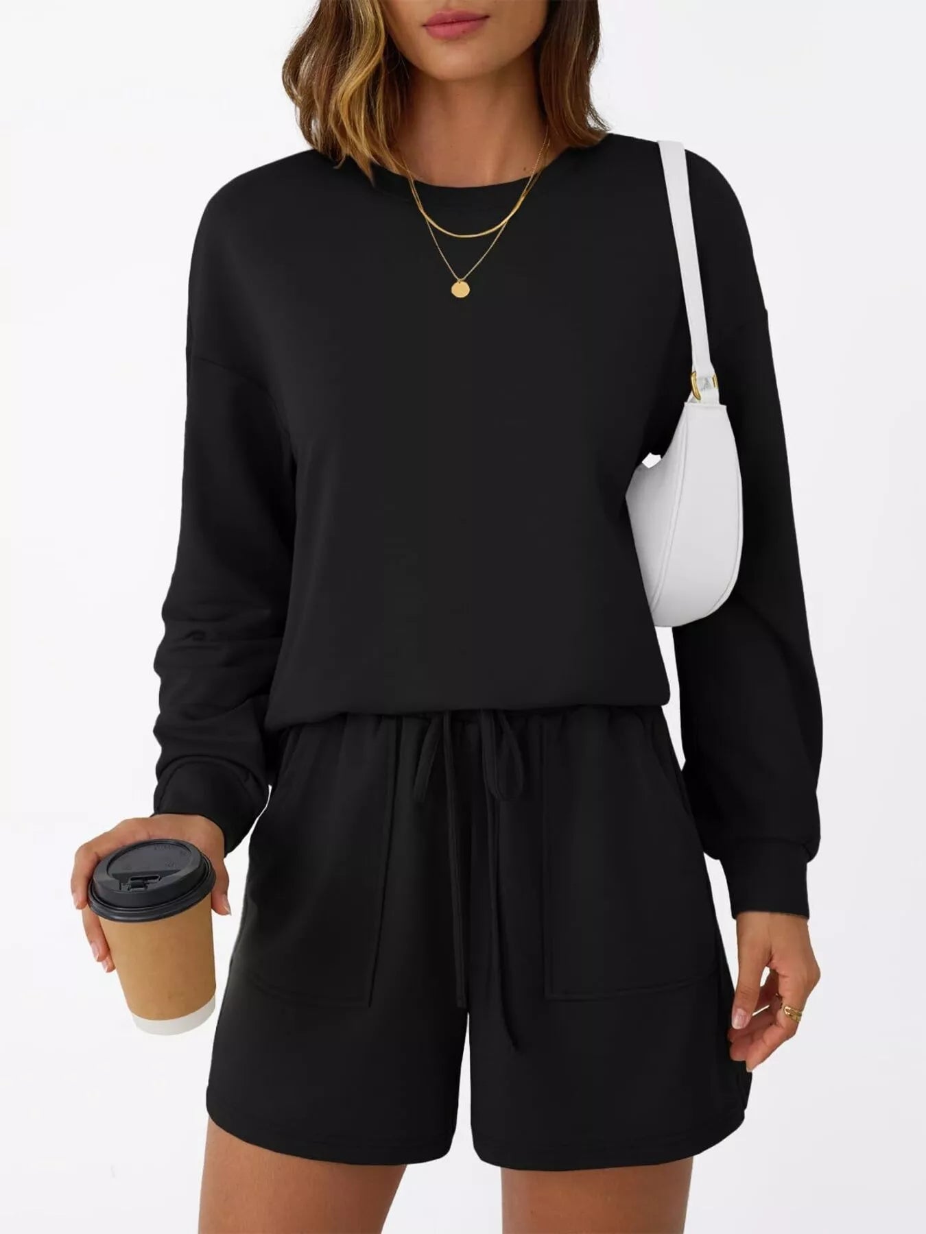 Kara Long Sleeve Top and Shorts Set - Turquoise - Go - Dolly