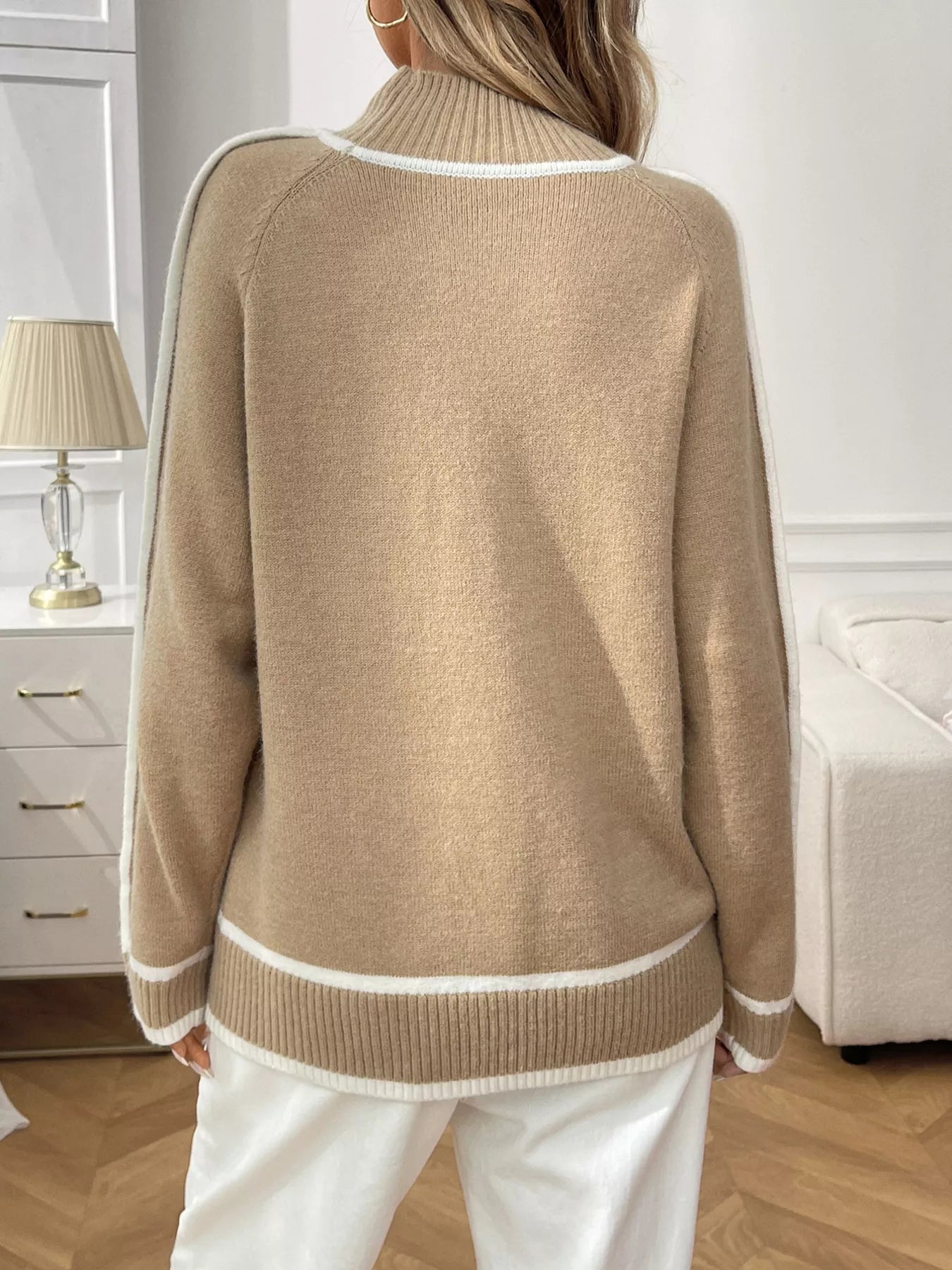 Kiera Turtleneck Long Sleeve Sweater - Khaki - Go - Dolly