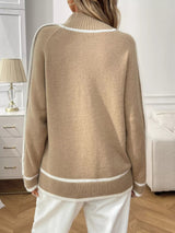 Kiera Turtleneck Long Sleeve Sweater - Khaki - Go - Dolly
