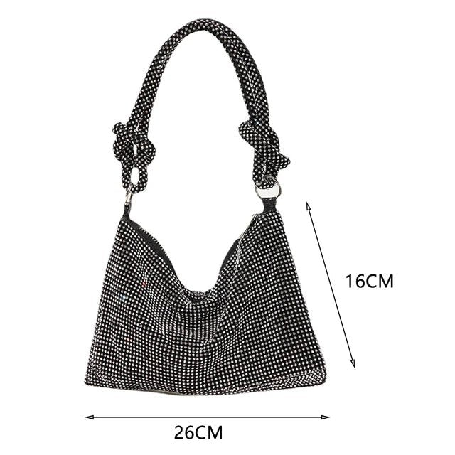 Knotted Black Rhinestone HandBag - Go - Dolly