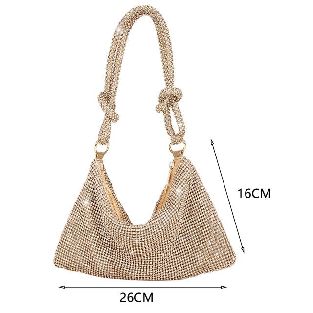 Knotted Gold Rhinestone HandBag - Go - Dolly