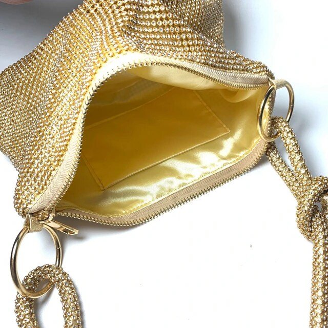 Knotted Gold Rhinestone HandBag - Go - Dolly