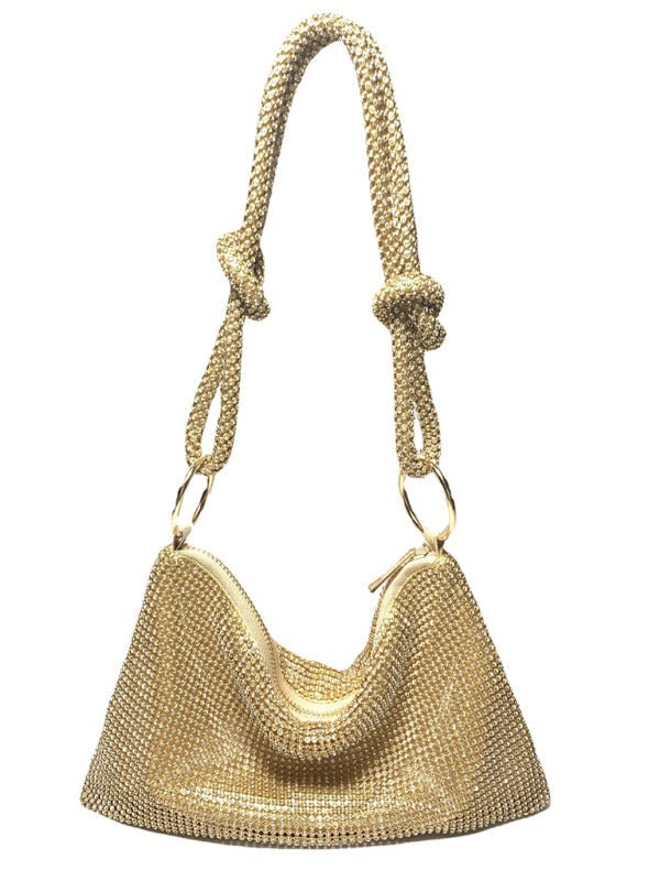 Knotted Gold Rhinestone HandBag - Go - Dolly