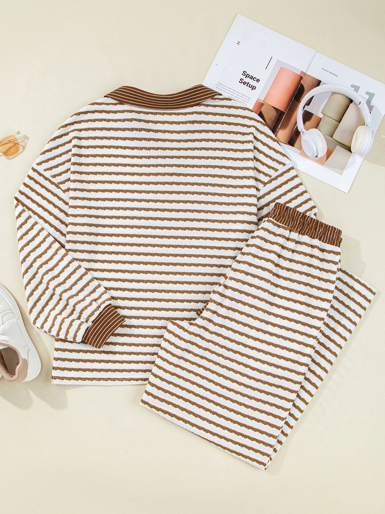 Langston Top and Pants Set - Caramel/White - Go - Dolly