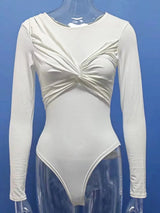 Larissa Twist Front Bodysuit - White - Go - Dolly