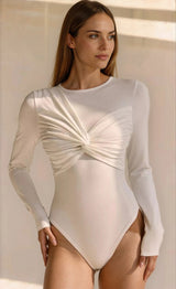 Larissa Twist Front Bodysuit - White - Go - Dolly