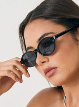 Lexie Oval Sunglasses - Black - Go - Dolly