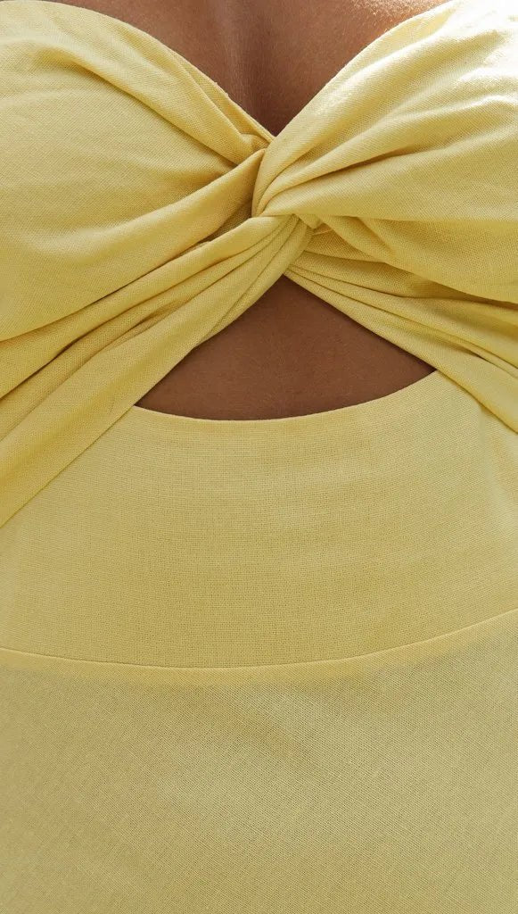 Lonela Midi Dress - White, Yellow and Green - Go - Dolly