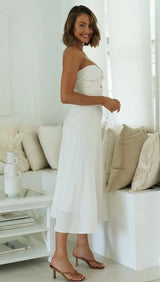 Lonela Midi Dress - White, Yellow and Green - Go - Dolly