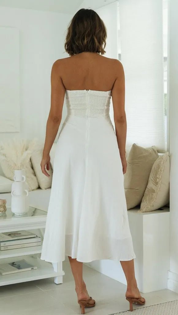 Lonela Midi Dress - White, Yellow and Green - Go - Dolly