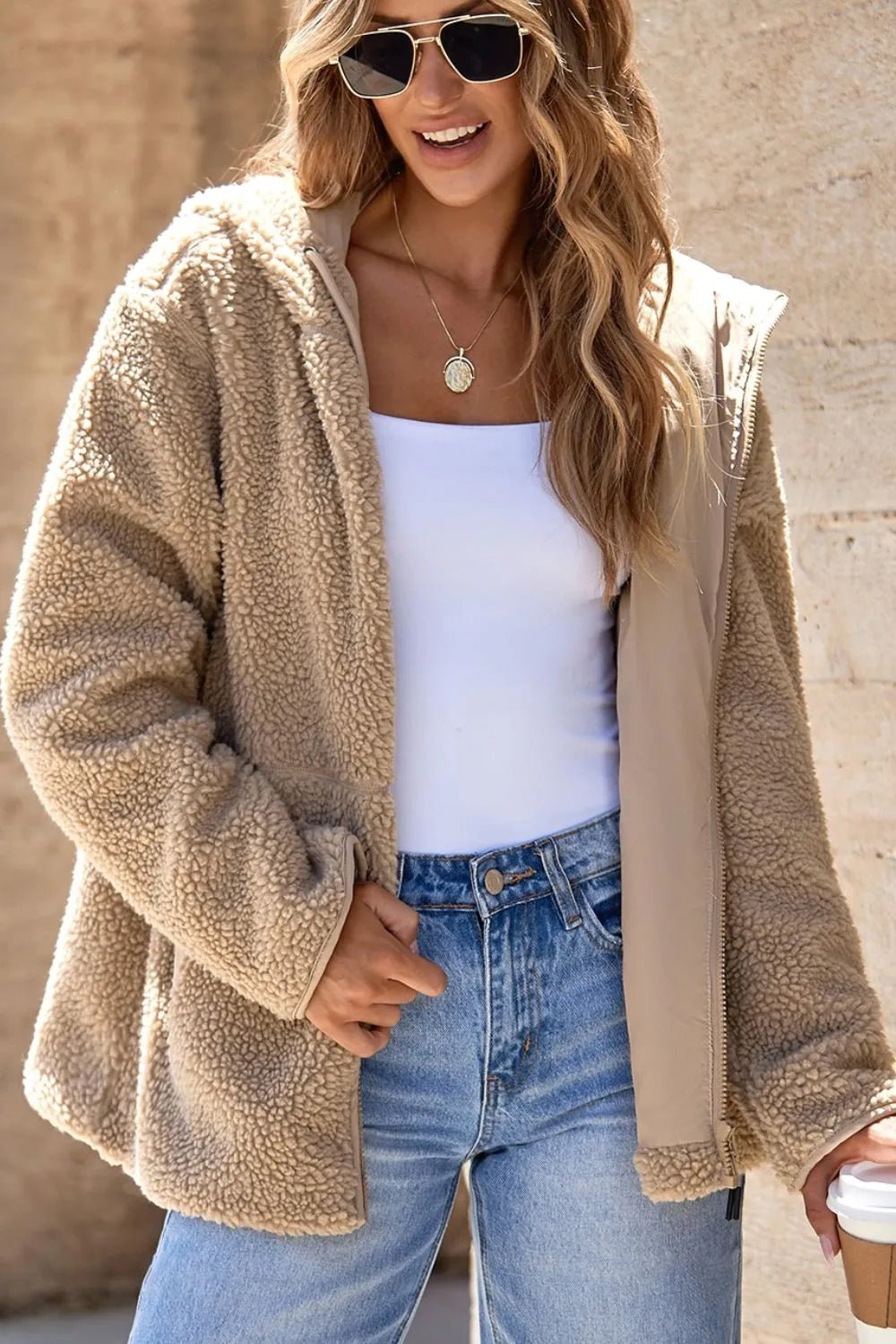 Luna Fleece Hooded Jacket - Khaki - Go - Dolly