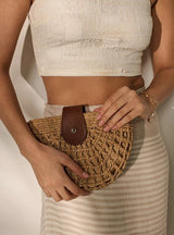 Marielle Straw Half Moon Bag - Beige Straw - Go - Dolly