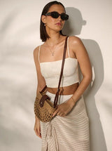 Marielle Straw Half Moon Bag - Beige Straw - Go - Dolly