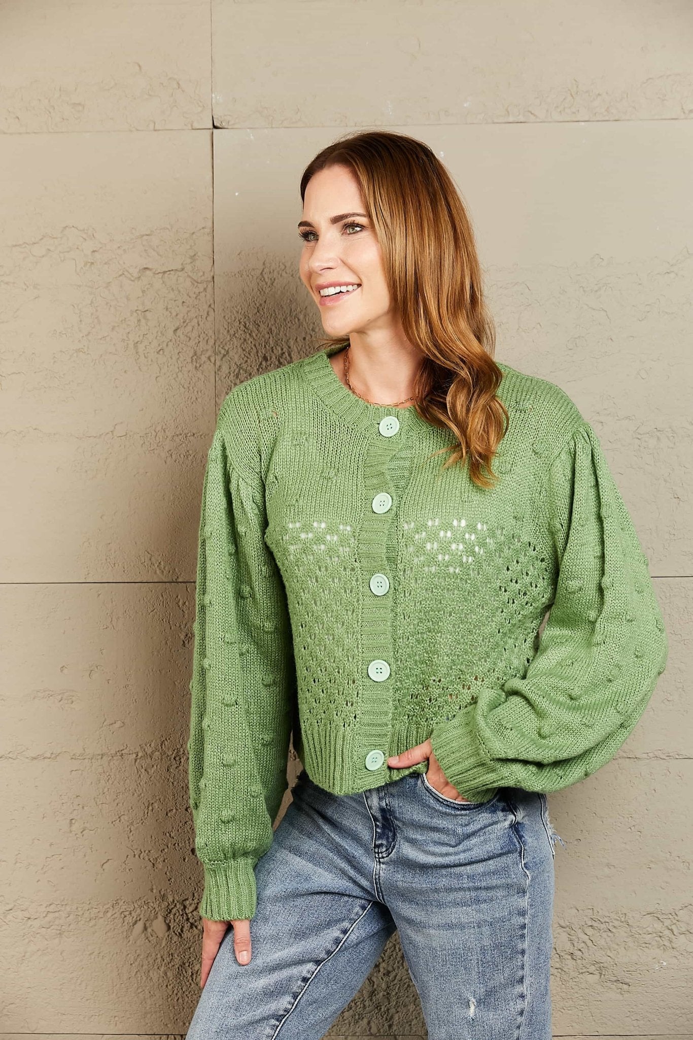 Marnie Knit Cardigan - Green - Go - Dolly