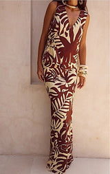 Close-up of the skirt's print and waistline fit.